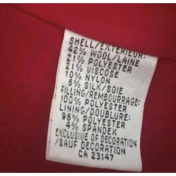 Talbots Wool Blend Red Lined Vest Black Silver Metallic Snowflakes Petite Medium - Picture 6 of 6